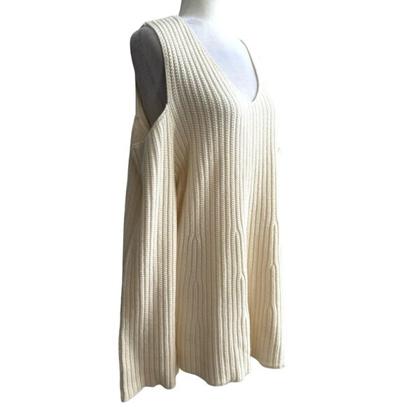 Style & Co Cream Sweater Cold Shoulder Bell Sleeves Ribbed Knit Women's Size 3X - Picture 5 of 9